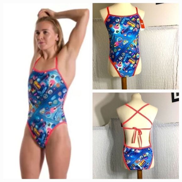 Speedo NWT Retro Pop One Piece Swimsuit Size AUS 14 - Picture 1 of 13